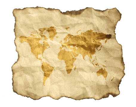ancient map, isolated on a white background