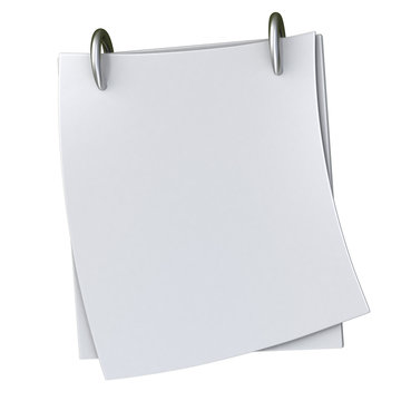 Blank white note paper block 3d