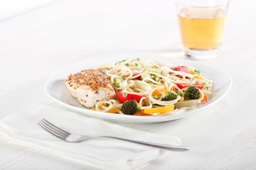 Pasta and chicken breast