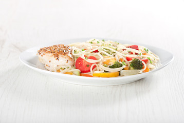 Pasta and chicken breast