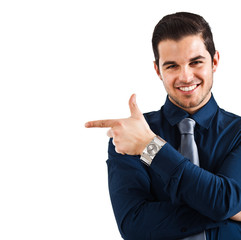 Businessman pointing his finger