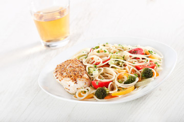 Pasta and chicken breast