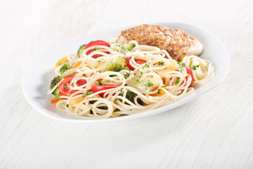 Pasta and chicken breast