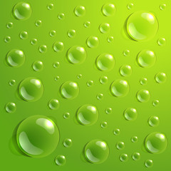 Background of drops on green