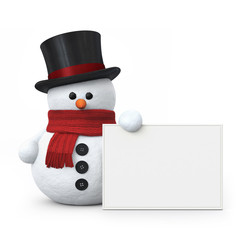 Snowman with top hat and board