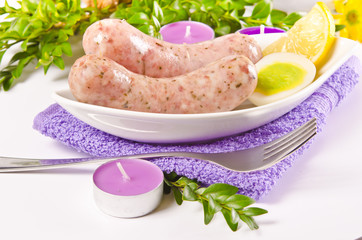 Osterfrühstück mit polnischer weißwurst