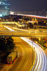 Fototapeta na wymiar urban landscape at night and through the city traffic
