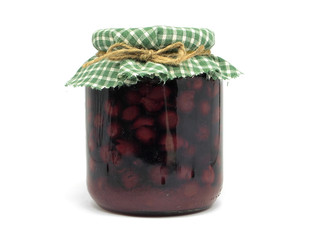 jar with preserved cherries