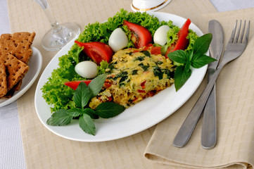Fried zucchini with basil and vegetables