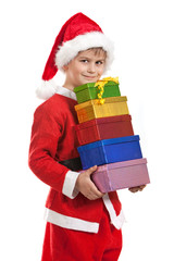 Boy holding a christmas gift