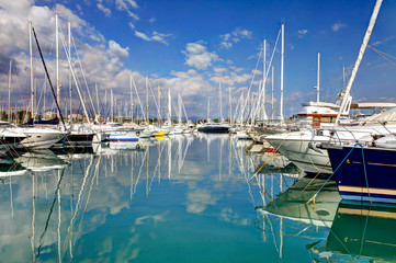 Antibes, port with luxury boats and yacht