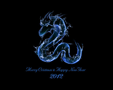 2012 is Year of Black Water Dragon: liquid art concept