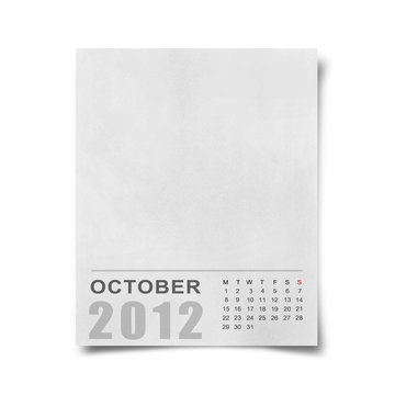 Calendar 2012 on blank Note Paper Background