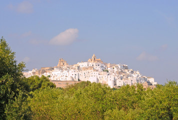 View on the white city Ostuni in Italy, Europe