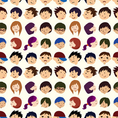 seamless young people face pattern