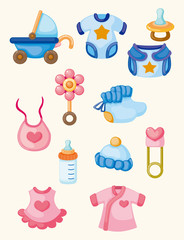cartoon baby good icon set