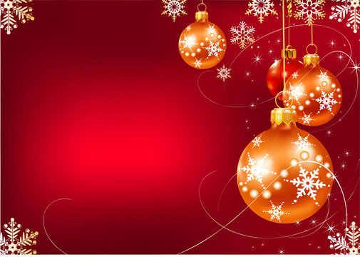 Christmas decorations in red background