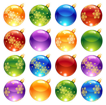 Collection of bright Christmas decorations