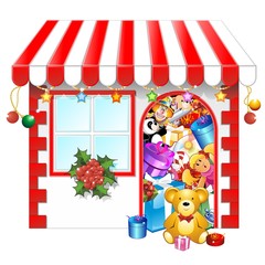 Natale Acquisti Negozio-Christmas Shopping Shop-Vector