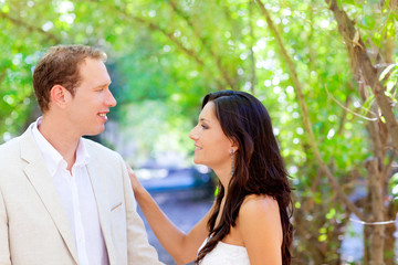 Fototapeta premium bride just married couple in love at outdoor