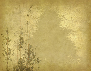 design of chinese bamboo trees with texture of handmade paper