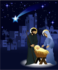 Christmas nativity scene with holy family