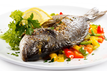 Fish dish - roasted fish and vegetables