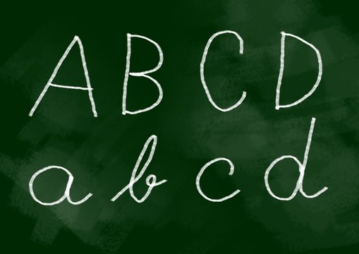 White letters on blackboard