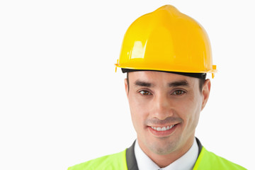 Close up of architect with helmet on