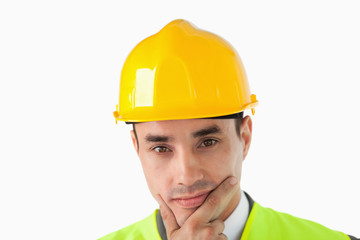 Close up of thinking architect