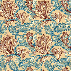vector seamless paisley background - 36604898