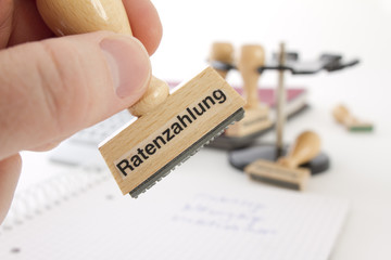 Stempel mit Aufschrift Ratenzahlung
