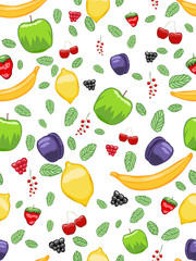 Mouth-watering fruit seamless pattern