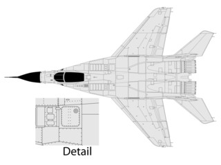 Fototapeta High detailed vector illustration of a modern military airplane obraz