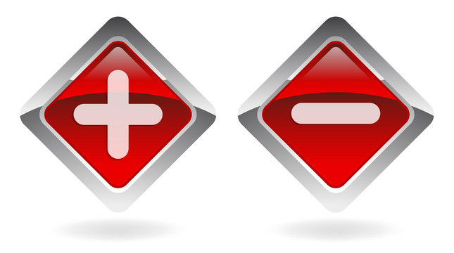 red vector buttons set  "plus-minus"