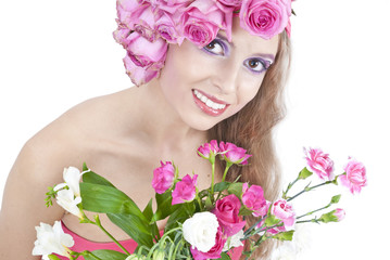 young beautiful woman with flowers