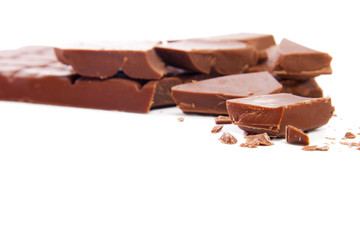 trozos de apetitoso y dulce chocolate