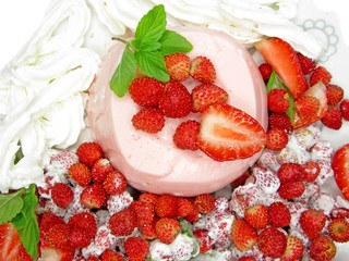 fruit dessert with strawberry pudding