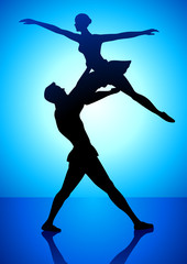 Fototapeta na wymiar Silhouette illustration of a couple dancing ballet