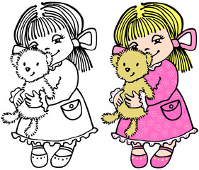 Small girl with bear