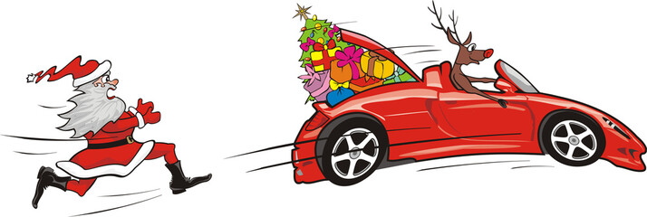 reindeer escapes convertible to santa claus © ottoflick