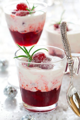 Cranberry dessert with cream