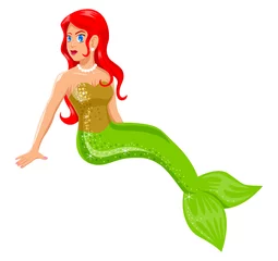 Door stickers Mermaid Cartoon illustration of a mermaid