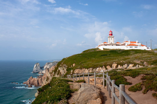lighthouse and ocean at cabo da Roca, Portugal