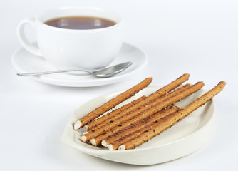 long thin biscuit sticks and tea