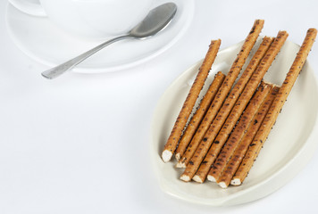 long thin biscuit sticks and tea