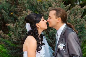 Happy bride and groom