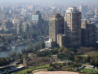 Naklejka premium Cairo aerial view in sunny ambiance