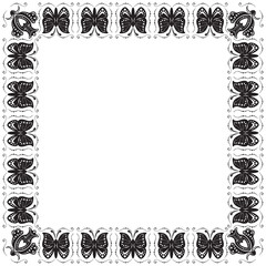 Stylized frame with butterflies and flowers