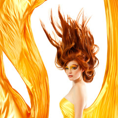 fire teenager girl beautiful red hair